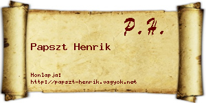 Papszt Henrik névjegykártya